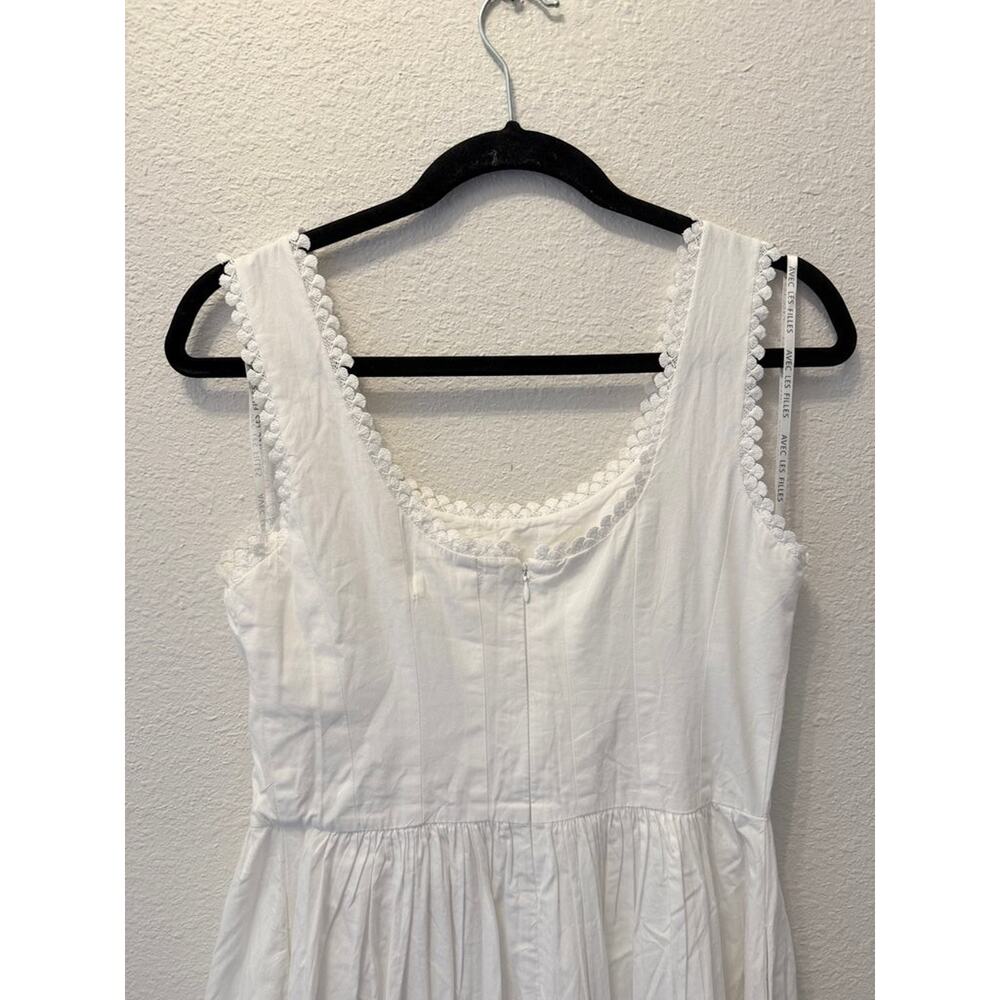 Avec Les Filles White Sleeveless Embroidered Dress - Size 6 - Picture 5 of 9